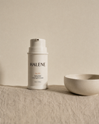 HALENE No. 03 Bakuchiol Overnight Cream on linen beside a ceramic bowl